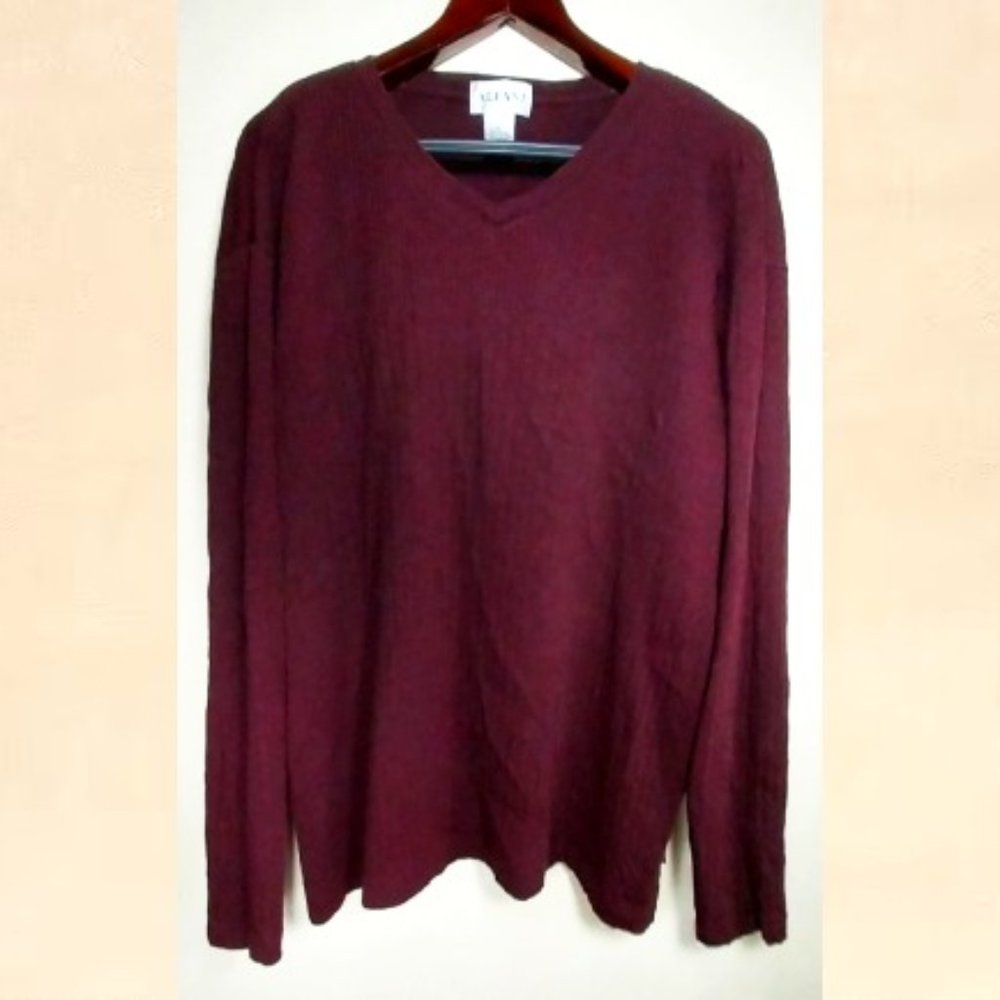 Alfani Burgundy Soft Sweater XL Pullover Long Sleeve Casual Travel Work Holiday